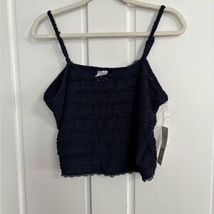 ⭐️$4 when bundled- No Boundaries Navy Blue Smocked Crop Top NWT